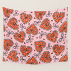 Heart Bow Print Wall Tapestry Gallery Image 4