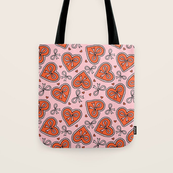 Heart Bow Print Tote Bag Gallery Image 1