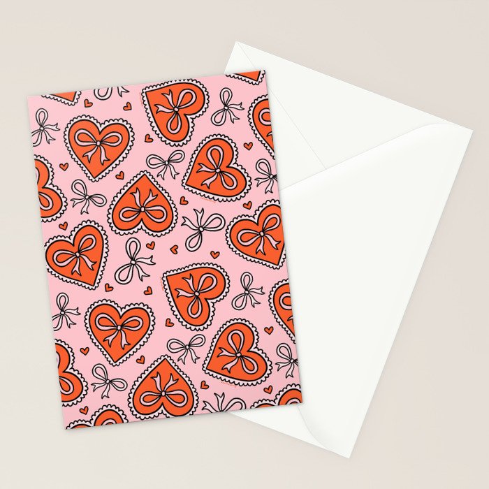 Heart Bow Print Stationery Card Gallery Image 2