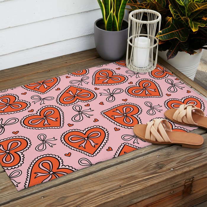 Heart Bow Print Outdoor Rug Gallery Image 2