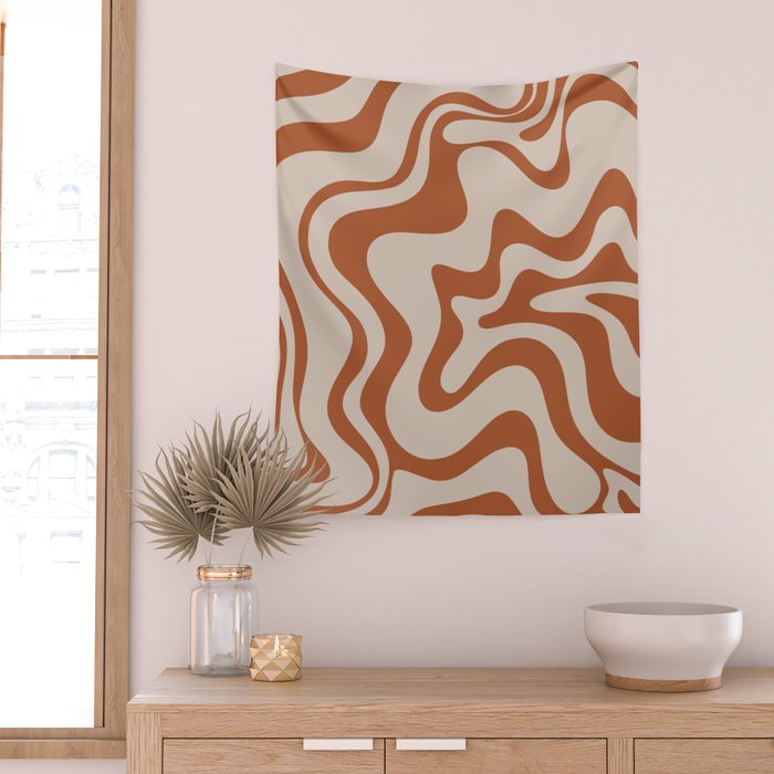 Liquid Swirl Abstract Pattern in Clay and Putty Wall Tapestry Gallery Image 2