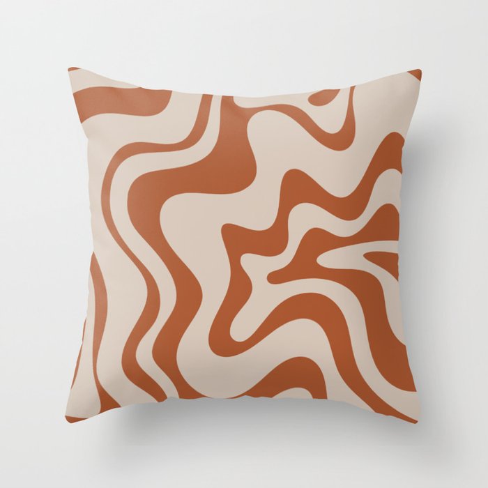 Liquid Swirl Abstract Pattern in Clay and Putty Throw Pillow Gallery Image 1