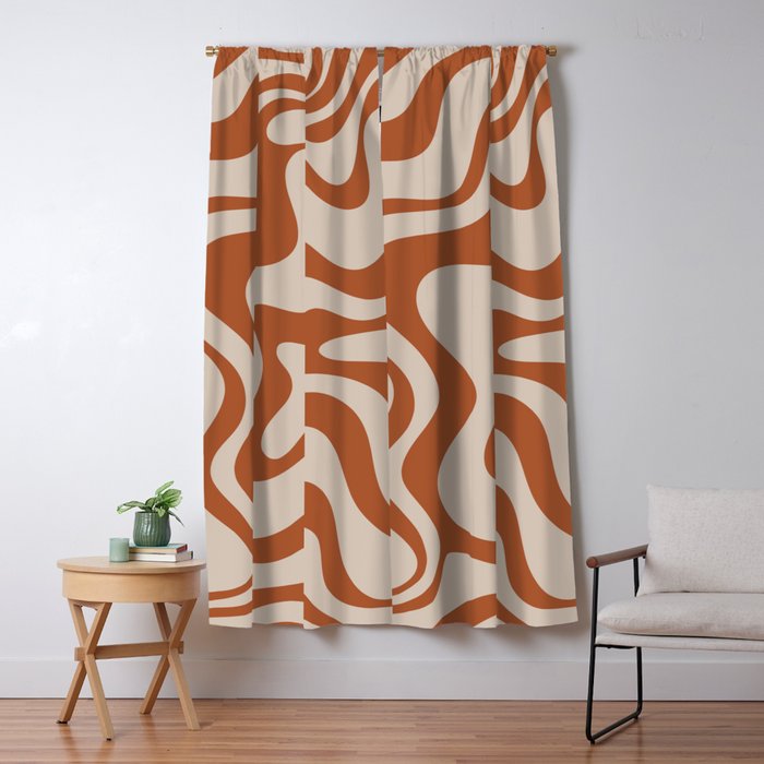 Liquid Swirl Abstract Pattern in Clay and Putty Window Curtain Gallery Image 1