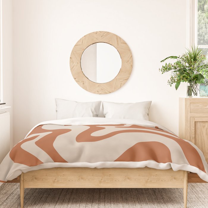 Liquid Swirl Abstract Pattern in Clay and Putty Duvet Cover Gallery Image 3