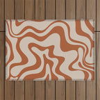 Liquid Swirl Abstract Pattern in Clay and Putty Outdoor Rug Gallery Image 1