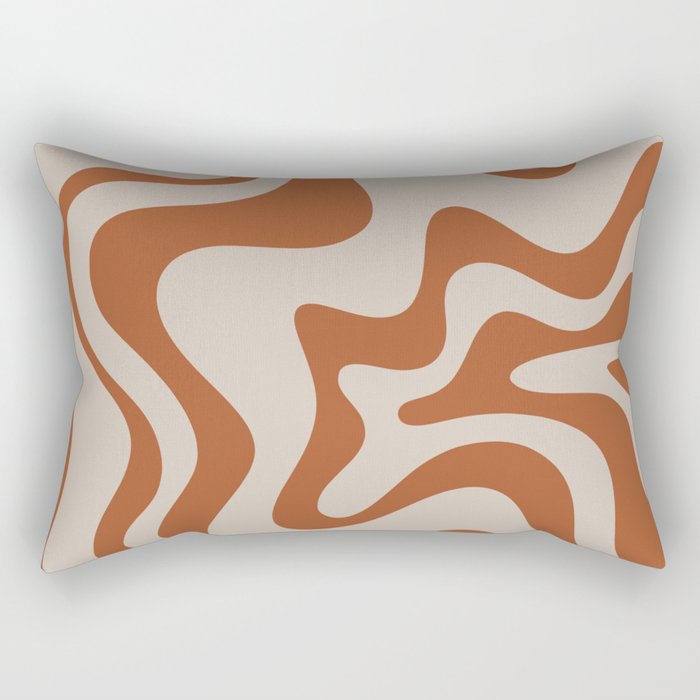 Liquid Swirl Abstract Pattern in Clay and Putty Rectangular Pillow Gallery Image 2