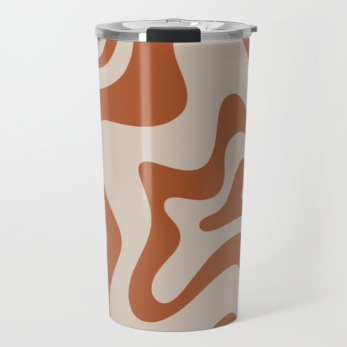 Liquid Swirl Abstract Pattern in Clay and Putty Travel Mug Gallery Image 1