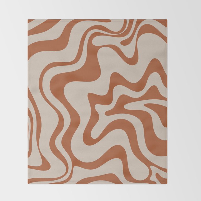 Liquid Swirl Abstract Pattern in Clay and Putty Throw Blanket Gallery Image 2