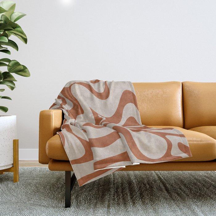 Liquid Swirl Abstract Pattern in Clay and Putty Throw Blanket Gallery Image 1