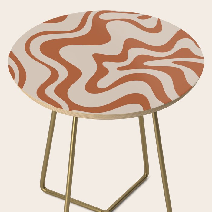 Liquid Swirl Abstract Pattern in Clay and Putty Side Table Gallery Image 2