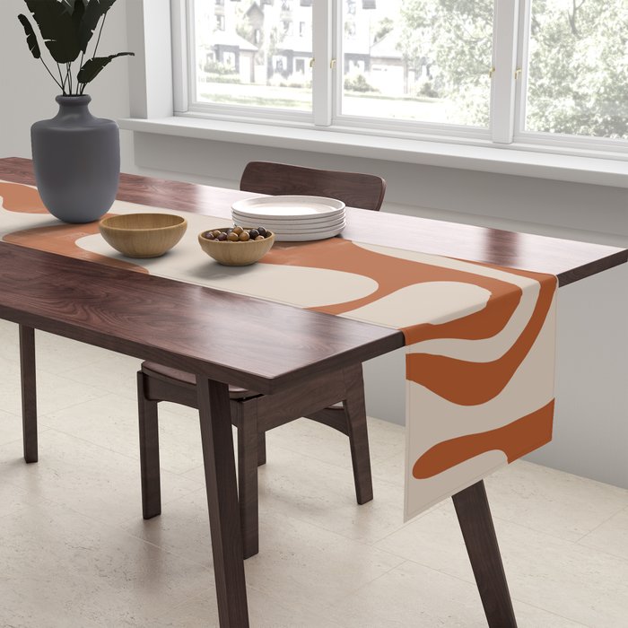 Liquid Swirl Abstract Pattern in Clay and Putty Table Runner Gallery Image 2
