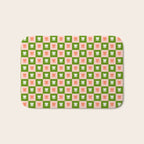 Retro Checkered Tulips Pattern - Pink and Green Bath Mat Gallery Image 1