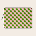 Retro Checkered Tulips Pattern - Pink and Green Laptop Sleeve Gallery Image 1