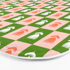 Retro Checkered Tulips Pattern - Pink and Green Bath Mat Gallery Image 3