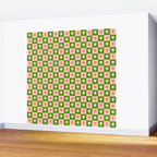 Retro Checkered Tulips Pattern - Pink and Green Wall Mural Gallery Image 2
