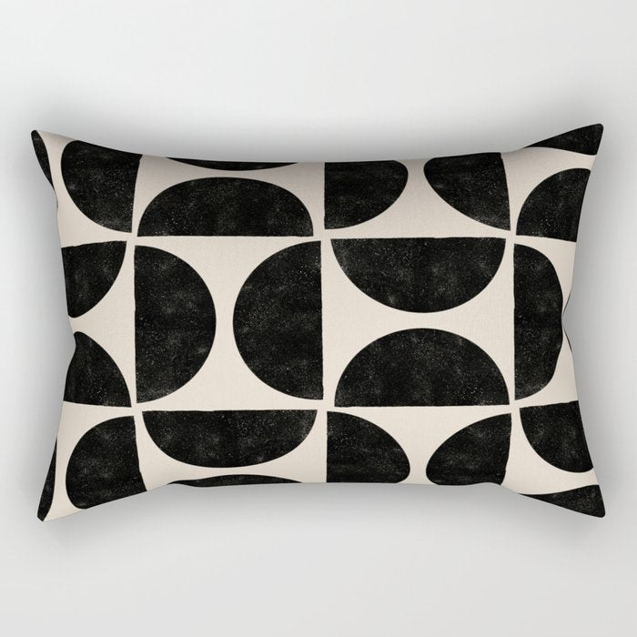 Half Moons in Black + Cream Rectangular Pillow Gallery Image 2