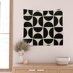 Half Moons in Black + Cream Wall Tapestry Gallery Image 2