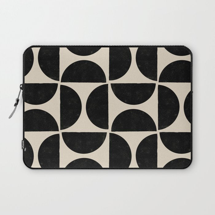 Half Moons in Black + Cream Laptop Sleeve Gallery Image 1