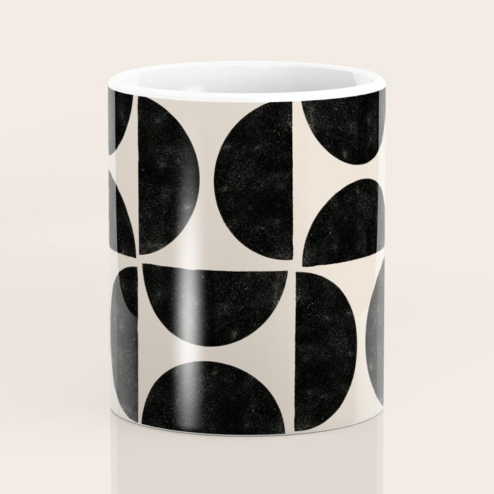 Half Moons in Black + Cream Coffee Mug Gallery Image 4