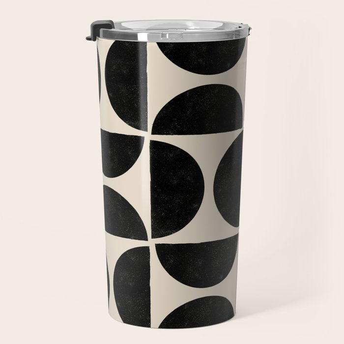 Half Moons in Black + Cream Travel Mug Gallery Image 3