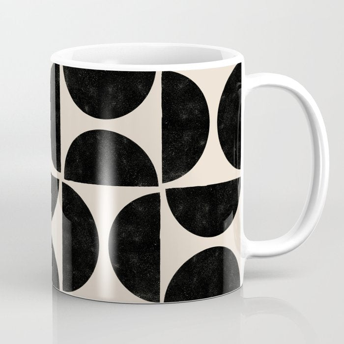 Half Moons in Black + Cream Coffee Mug Gallery Image 1