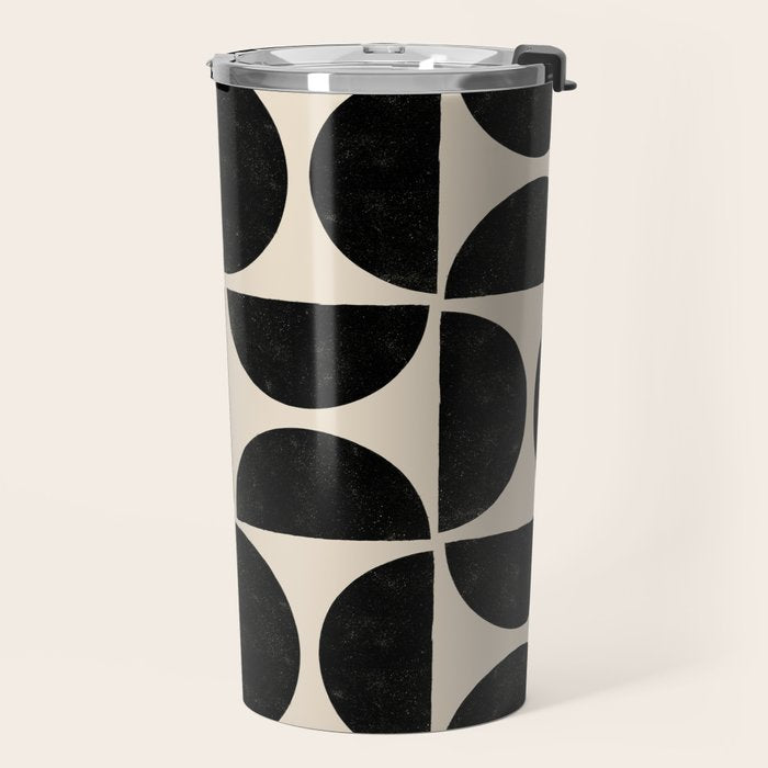 Half Moons in Black + Cream Travel Mug Gallery Image 2