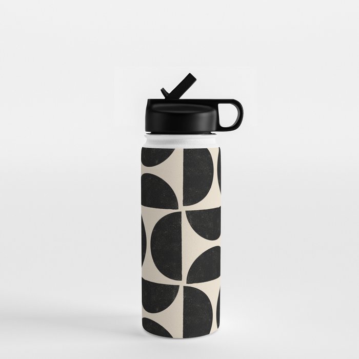 Half Moons in Black + Cream Water Bottle Gallery Image 1