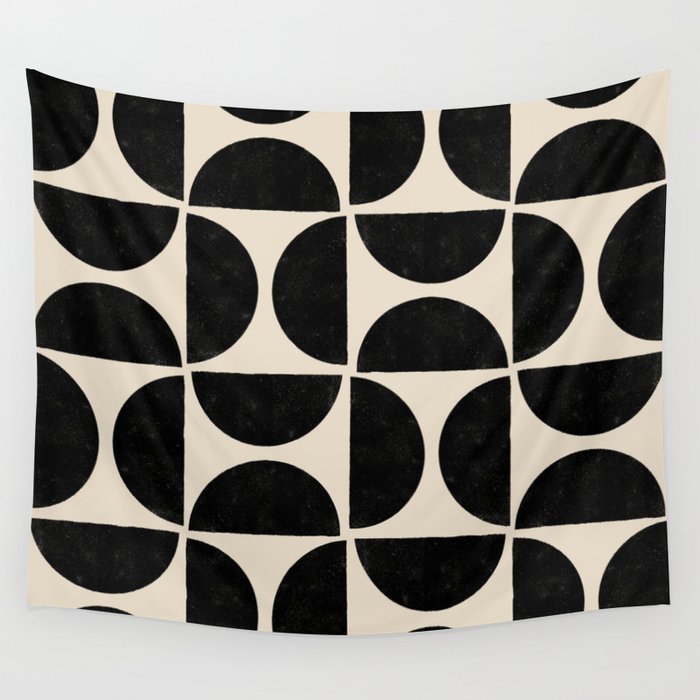 Half Moons in Black + Cream Wall Tapestry Gallery Image 4