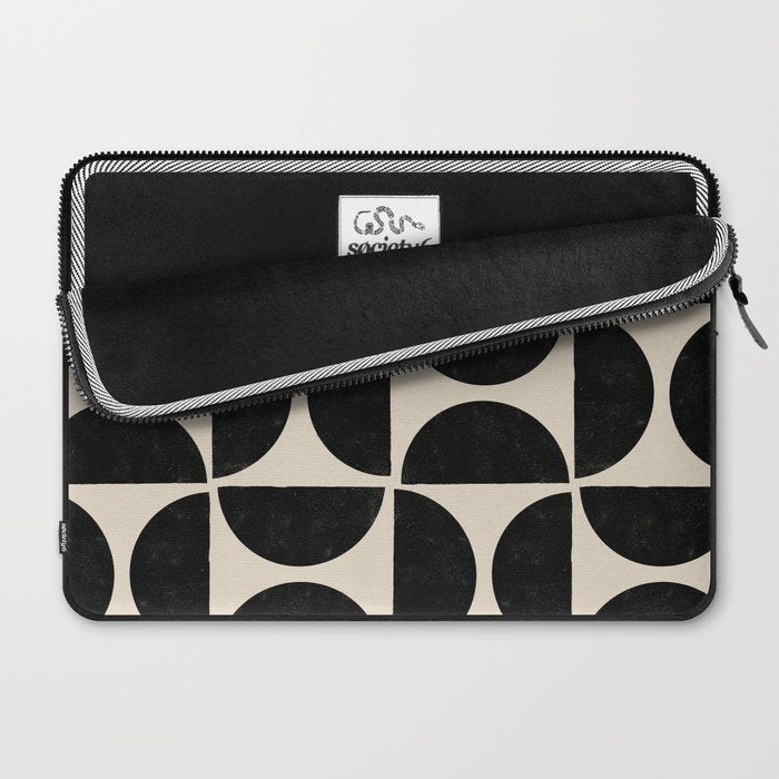 Half Moons in Black + Cream Laptop Sleeve Gallery Image 2