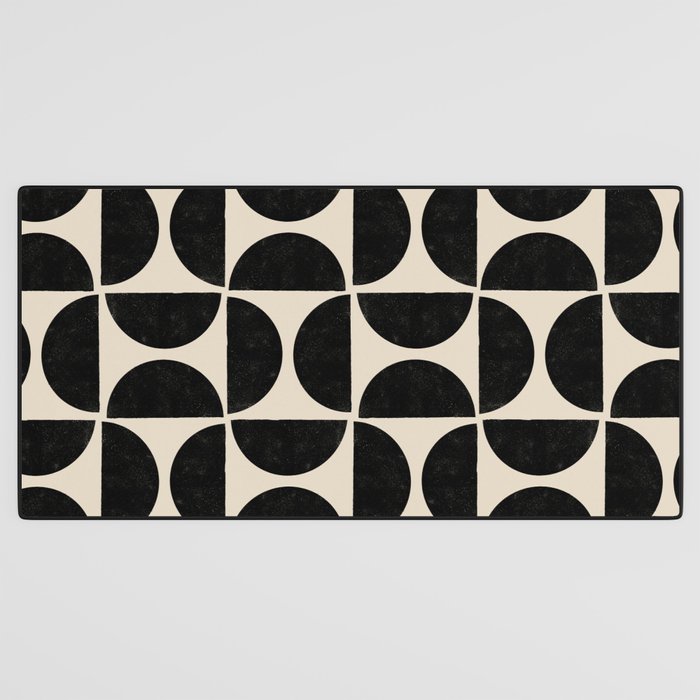 Half Moons in Black + Cream Desk Mat Gallery Image 3