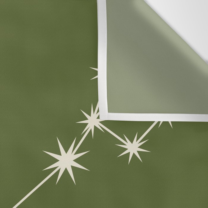 Pisces Zodiac Star Constellation Line Art Olive Green Wall Tapestry Gallery Image 3