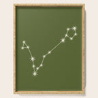 Pisces Zodiac Star Constellation Line Art Olive Green Serving Tray Gallery Image 1