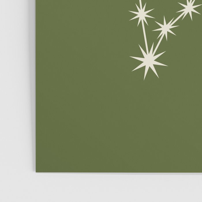 Pisces Zodiac Star Constellation Line Art Olive Green Poster Gallery Image 3