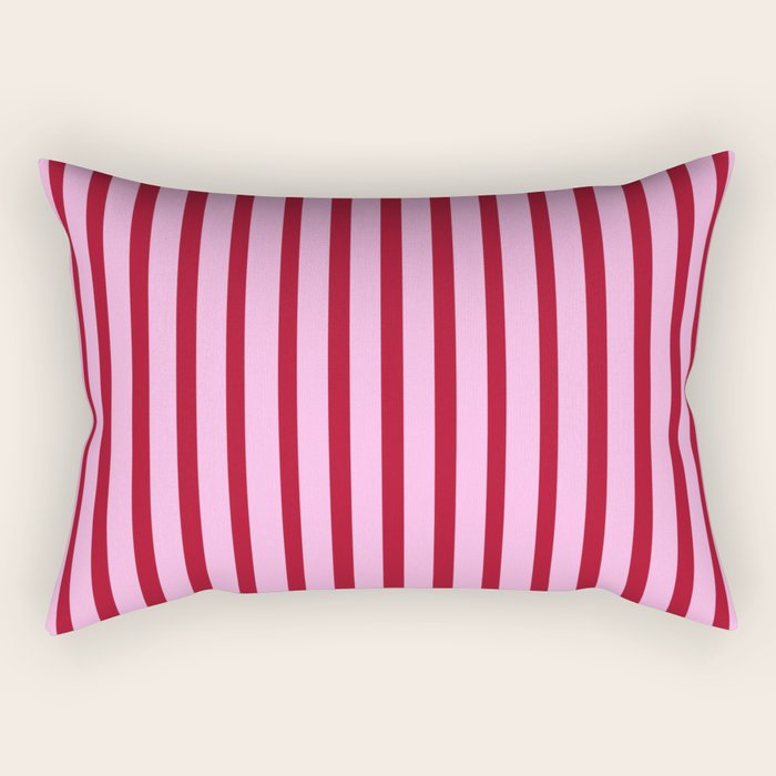 Pink and Red Candy Stripes Pattern Rectangular Pillow Gallery Image 1