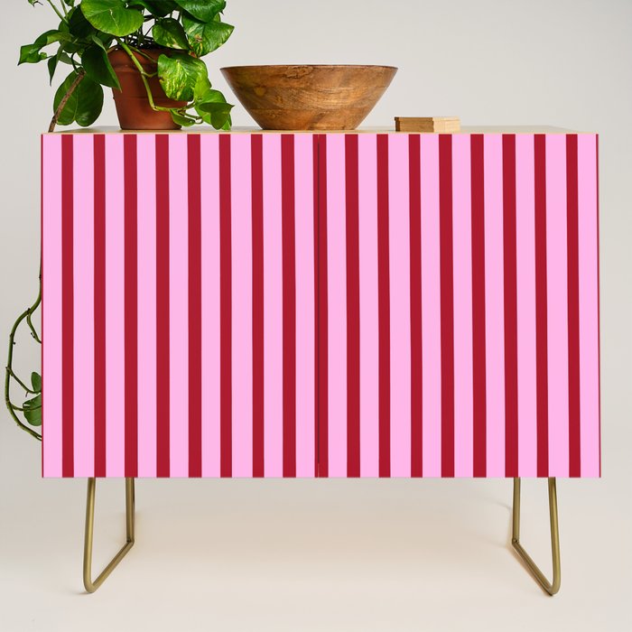 Pink and Red Candy Stripes Pattern Credenza Gallery Image 1