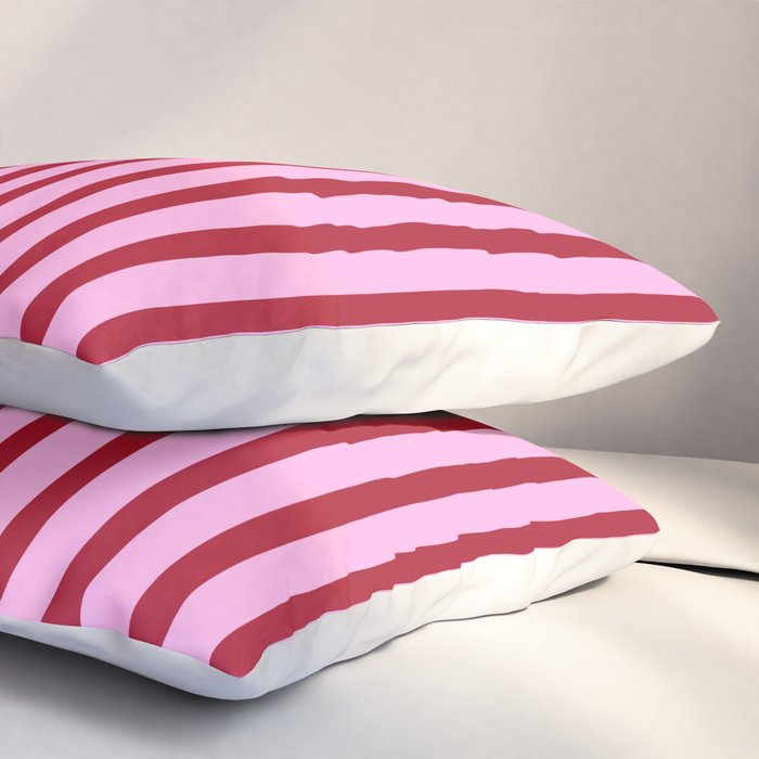 Pink and Red Candy Stripes Pattern Pillow Sham Gallery Image 3