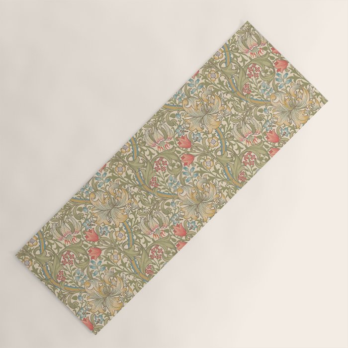 William Morris Golden Lily Minor Green Blue Pink Vintage Pattern Yoga Mat Gallery Image 1