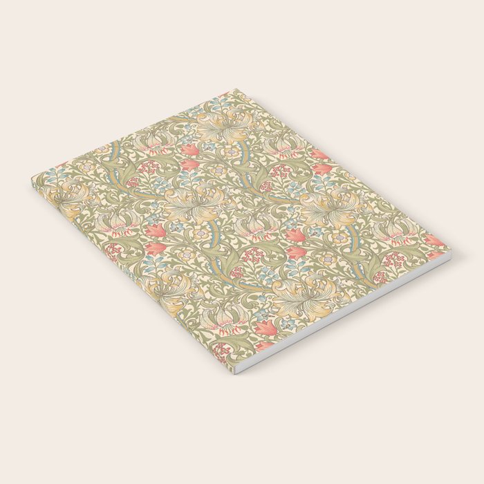 William Morris Golden Lily Minor Green Blue Pink Vintage Pattern Notebook Gallery Image 1