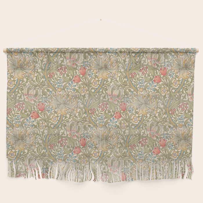 William Morris Golden Lily Minor Green Blue Pink Vintage Pattern Wall Hanging Gallery Image 1