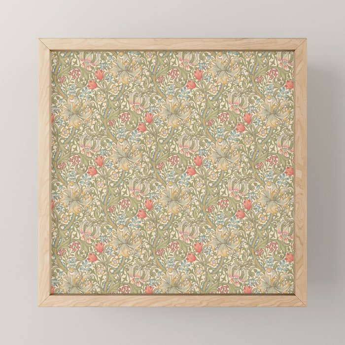 William Morris Golden Lily Minor Green Blue Pink Vintage Pattern Mini Art Print Gallery Image 1
