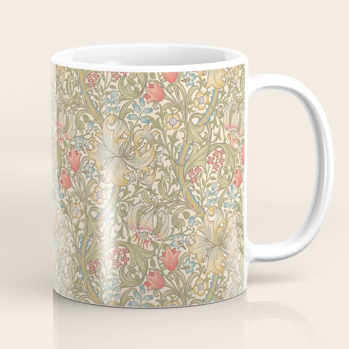 William Morris Golden Lily Minor Green Blue Pink Vintage Pattern Coffee Mug Gallery Image 1