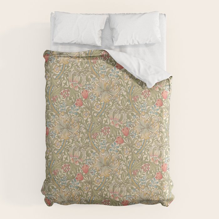 William Morris Golden Lily Minor Green Blue Pink Vintage Pattern Duvet Cover Gallery Image 6