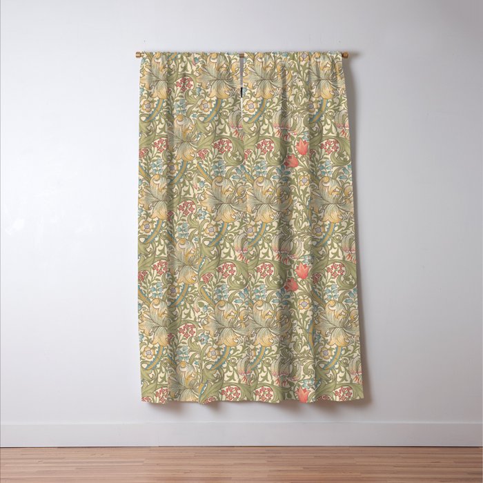 William Morris Golden Lily Minor Green Blue Pink Vintage Pattern Window Curtain Gallery Image 3