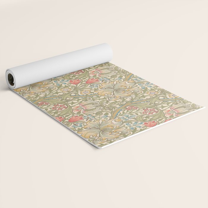 William Morris Golden Lily Minor Green Blue Pink Vintage Pattern Yoga Mat Gallery Image 2