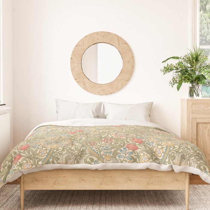 William Morris Golden Lily Minor Green Blue Pink Vintage Pattern Duvet Cover Gallery Image 3