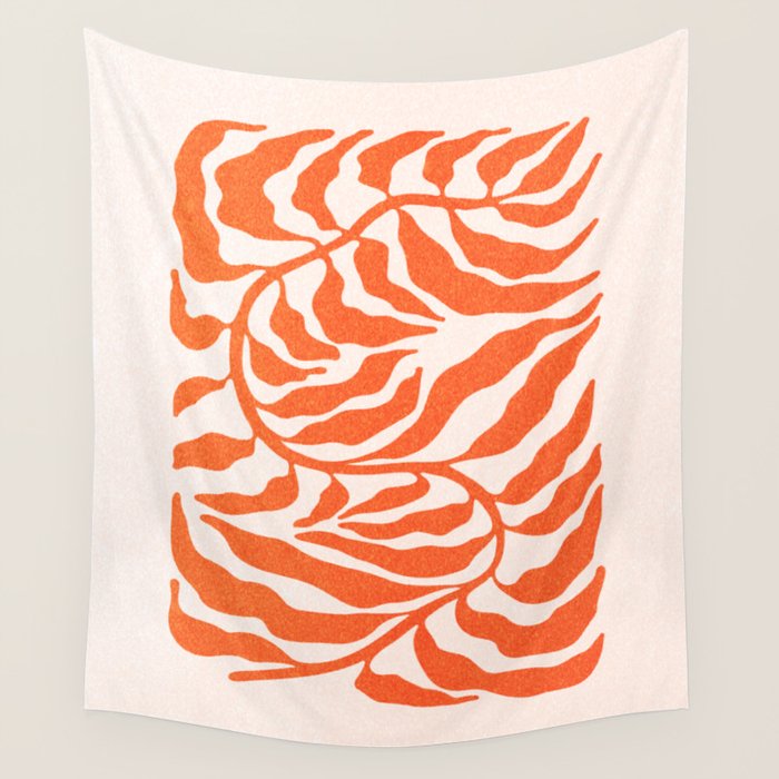 Funky Fern: Orange Peach Edition Wall Tapestry Gallery Image 4