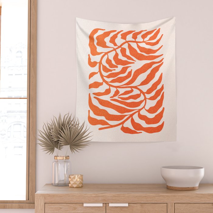 Funky Fern: Orange Peach Edition Wall Tapestry Gallery Image 2
