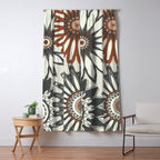 Gray Cream Rust Flowers Window Curtain Gallery Image 5