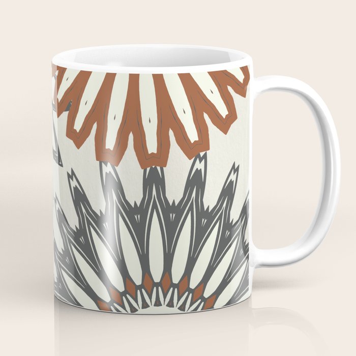 Gray Cream Rust Flowers Coffee Mug Gallery Image 1