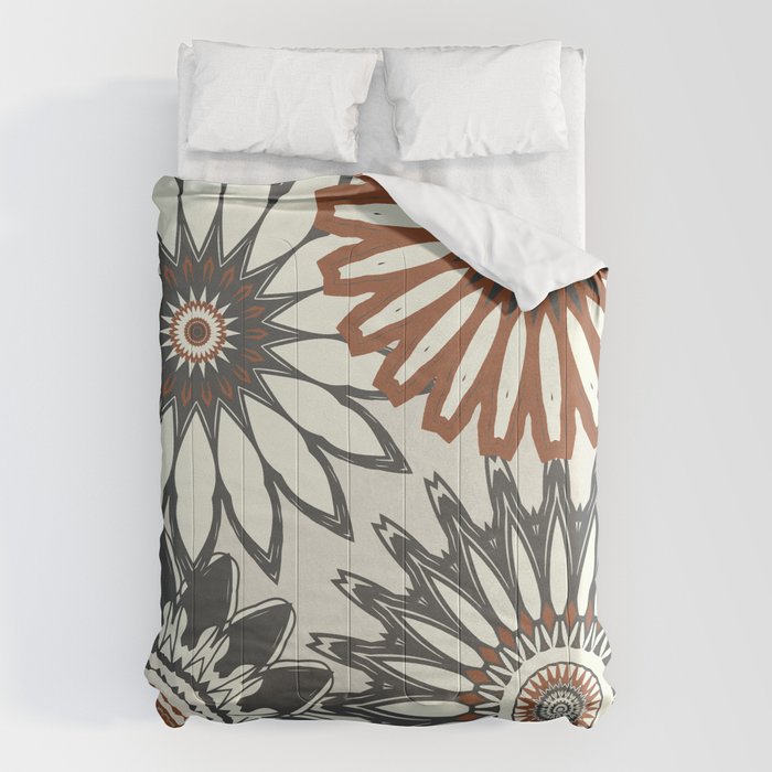 Gray Cream Rust Flowers Comforter Gallery Image 6